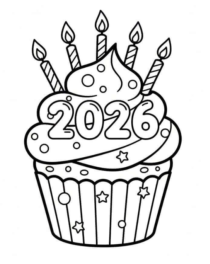 Desenho de Feliz Ano Novo 2026 para imprimir