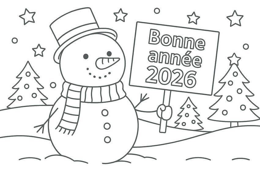 Desenho de Feliz Ano Novo 2026 para imprimir