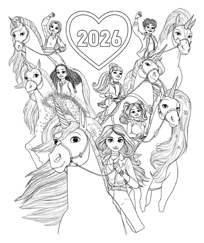 Desenho de Feliz Ano Novo 2026 para imprimir