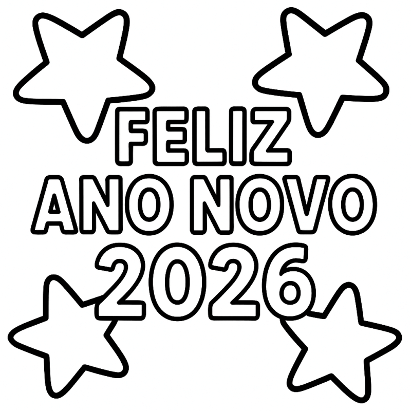 Desenho de Feliz Ano Novo 2026 para imprimir