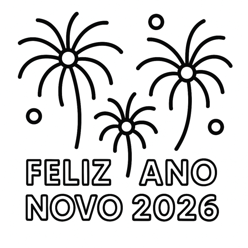 Desenho de Feliz Ano Novo 2026 para imprimir