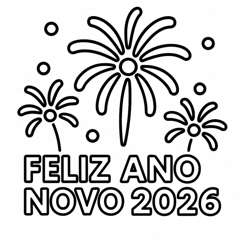 Desenho de Feliz Ano Novo 2026 para imprimir