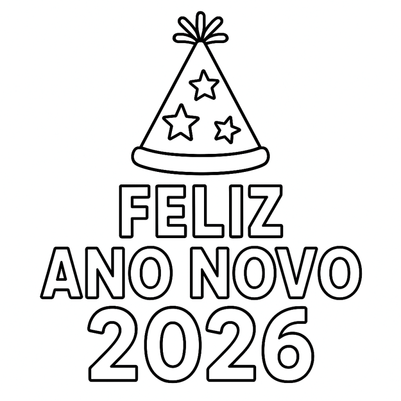 Desenho de Feliz Ano Novo 2026 para imprimir