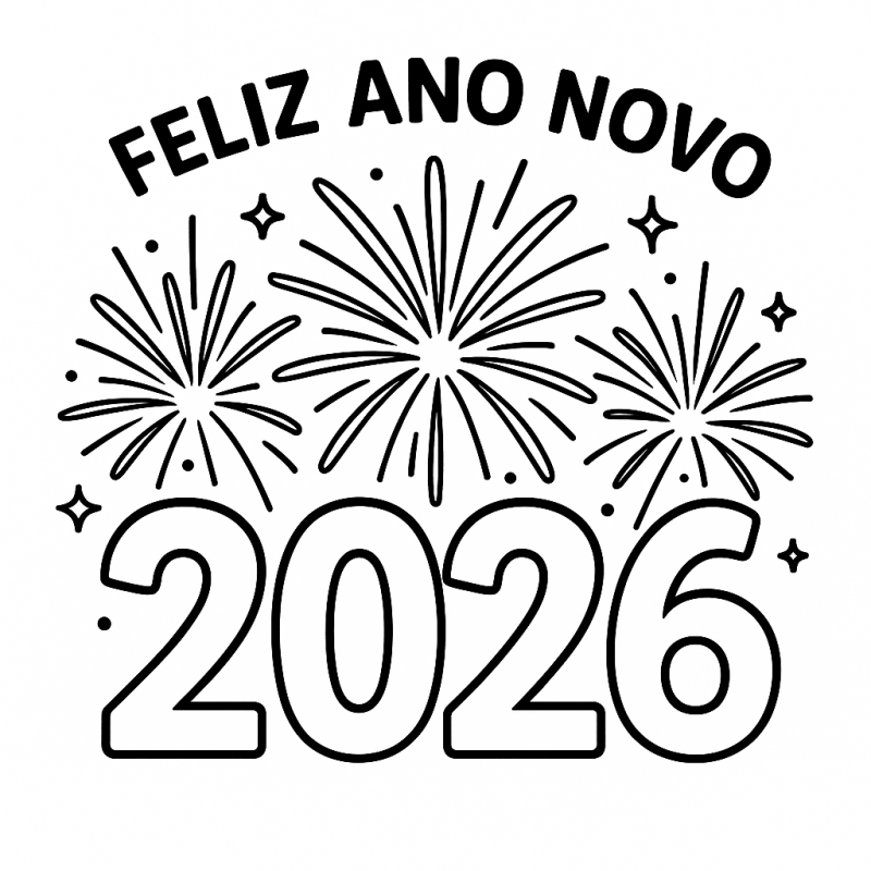 Desenho de Feliz Ano Novo 2026 para imprimir