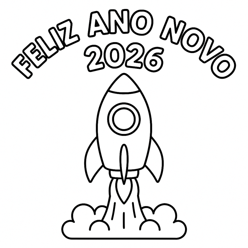 Desenho de Feliz Ano Novo 2026 para imprimir
