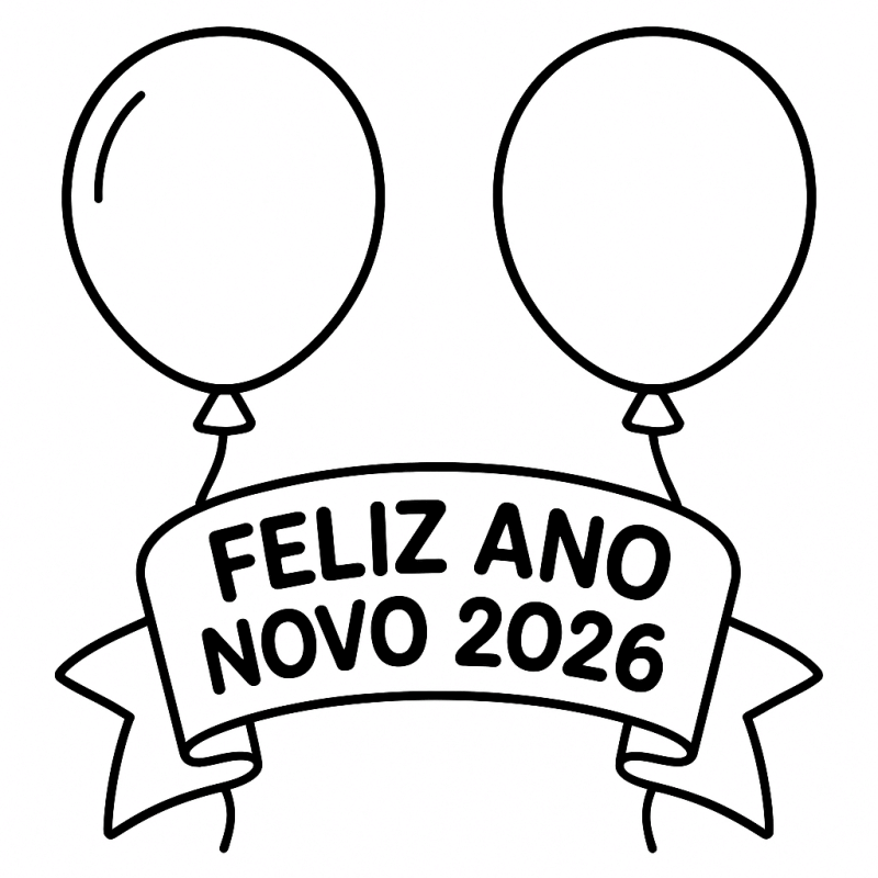 Desenho de Feliz Ano Novo 2026 para imprimir