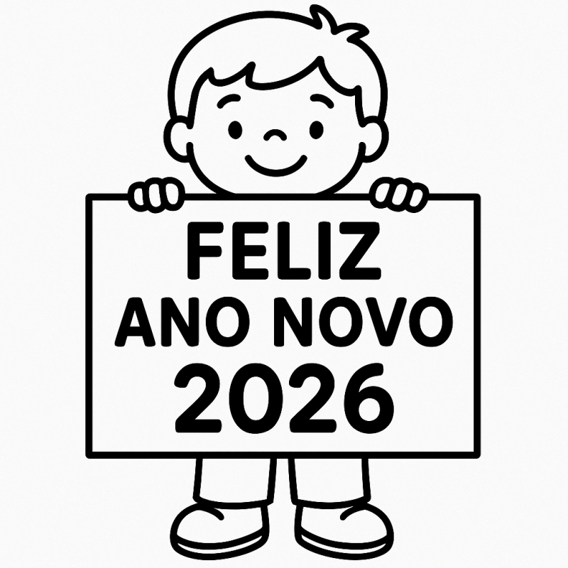 Desenho de Feliz Ano Novo 2026 para imprimir