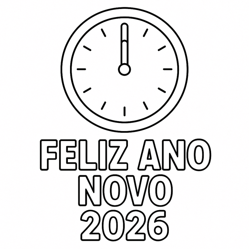 Desenho de Feliz Ano Novo 2026 para imprimir