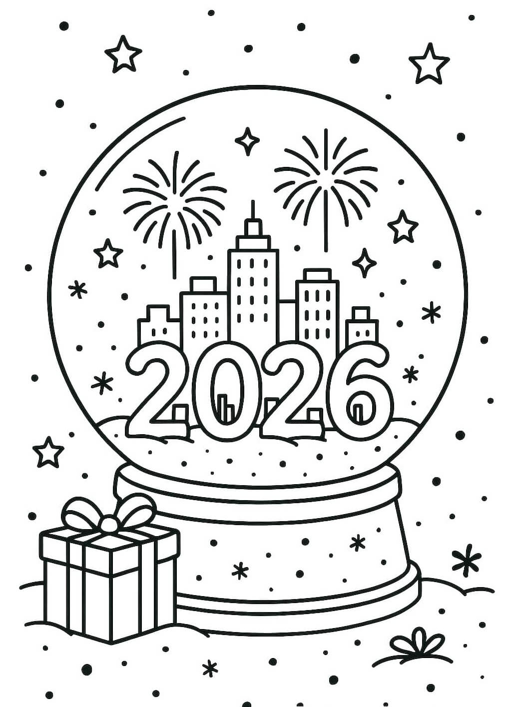 Desenho de Feliz Ano Novo 2026 para imprimir