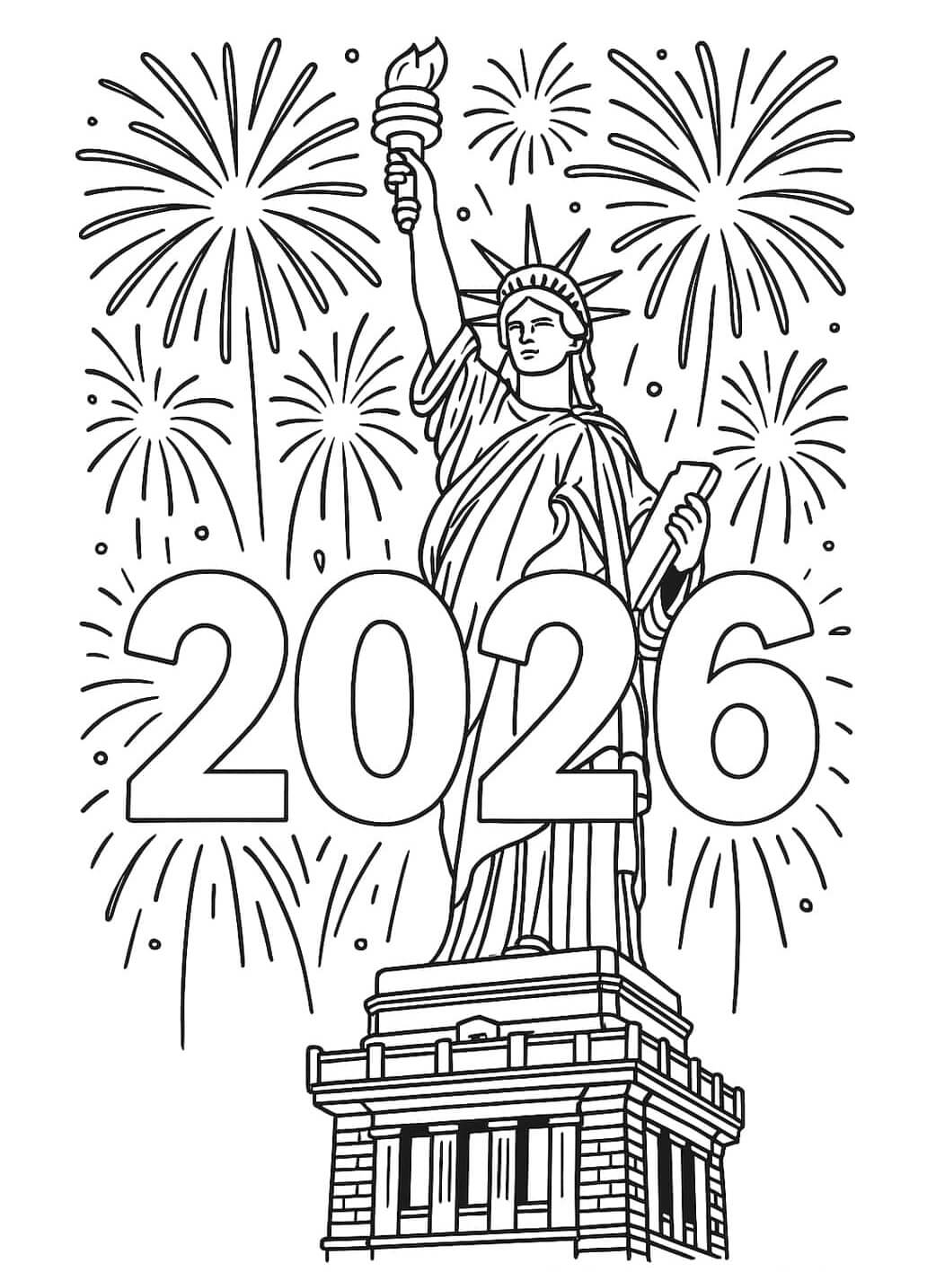 Desenho de Feliz Ano Novo 2026 para imprimir