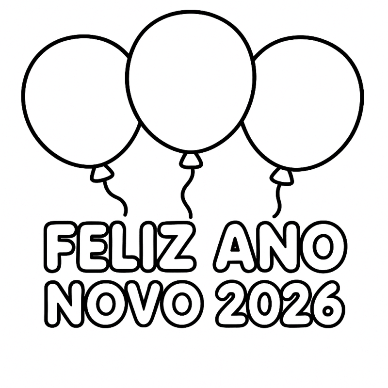 Desenho de Feliz Ano Novo 2026 para imprimir
