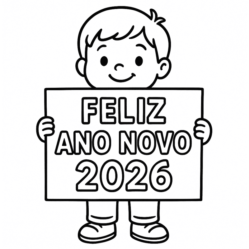 Desenho de Feliz Ano Novo 2026 para imprimir