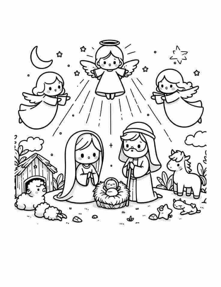 Desenho de Presépio para imprimir