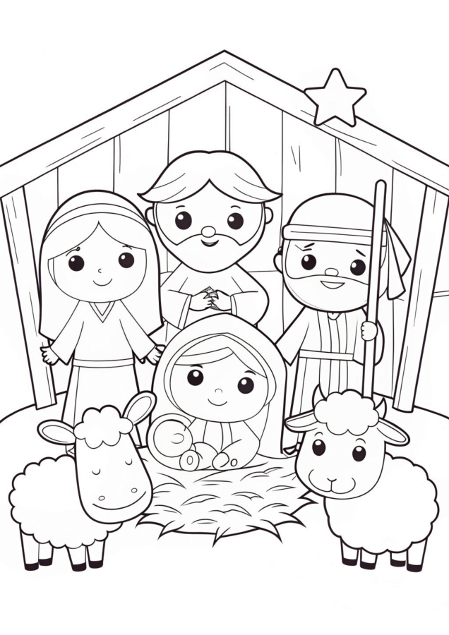Desenho de Presépio para imprimir