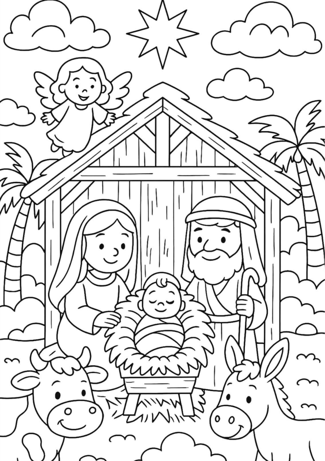 Desenho de Presépio para imprimir