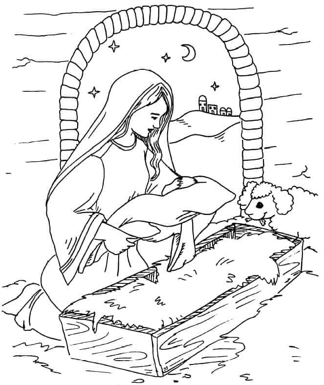 Desenho de Presépio para imprimir