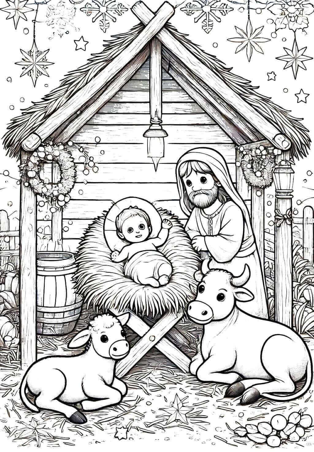 Desenho de Presépio para imprimir