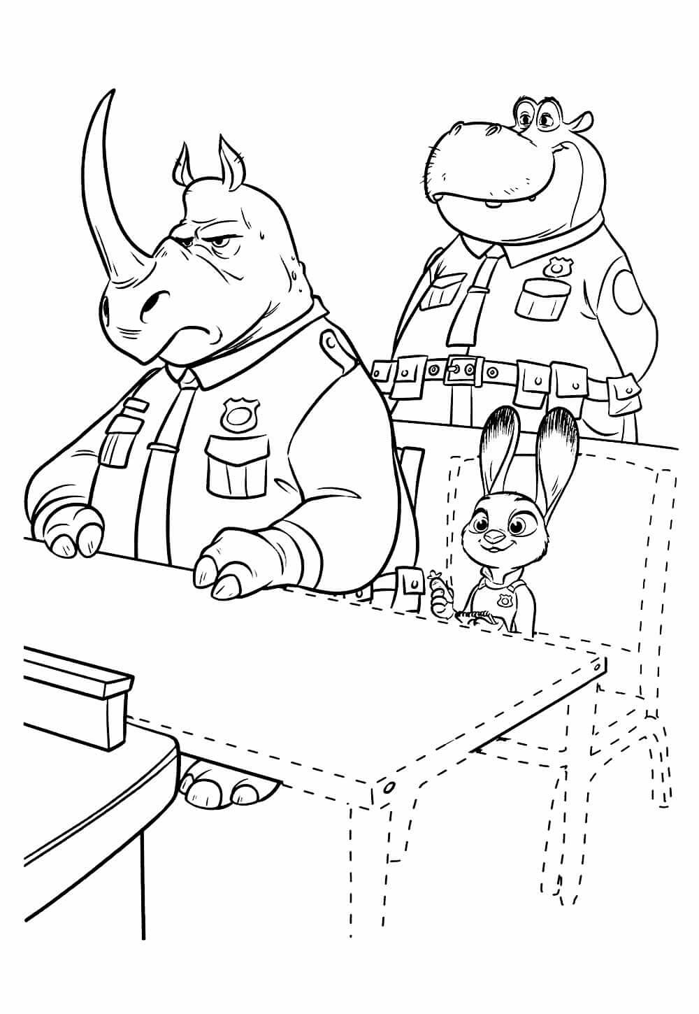 Desenho de Zootopia para imprimir