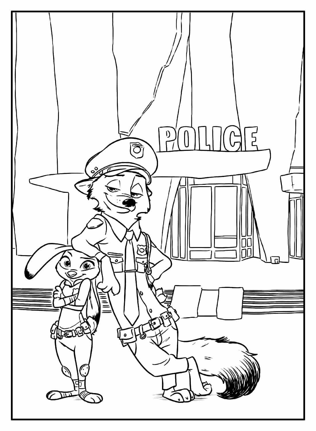 Desenho de Zootopia para imprimir