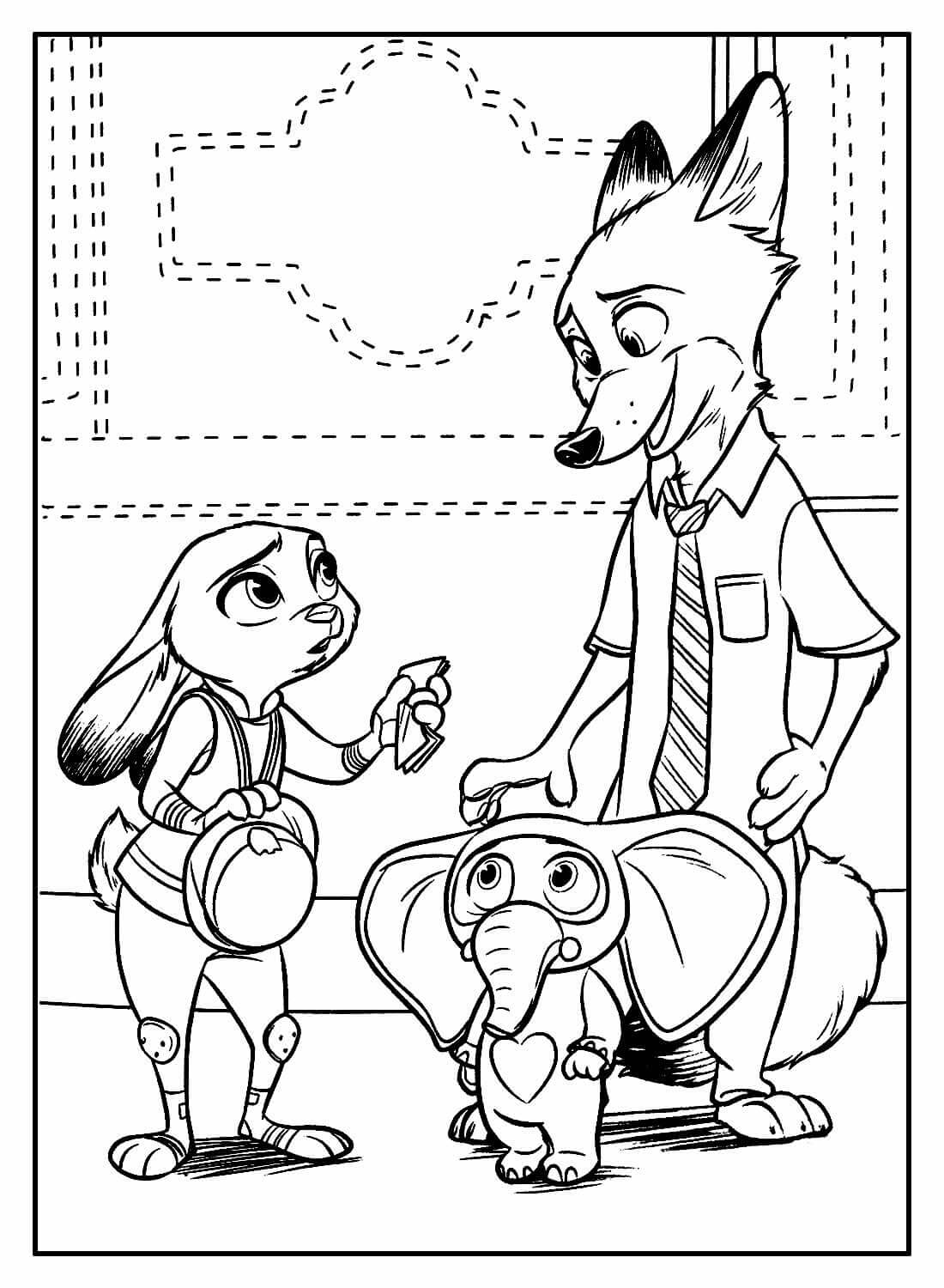 Desenho de Zootopia para imprimir