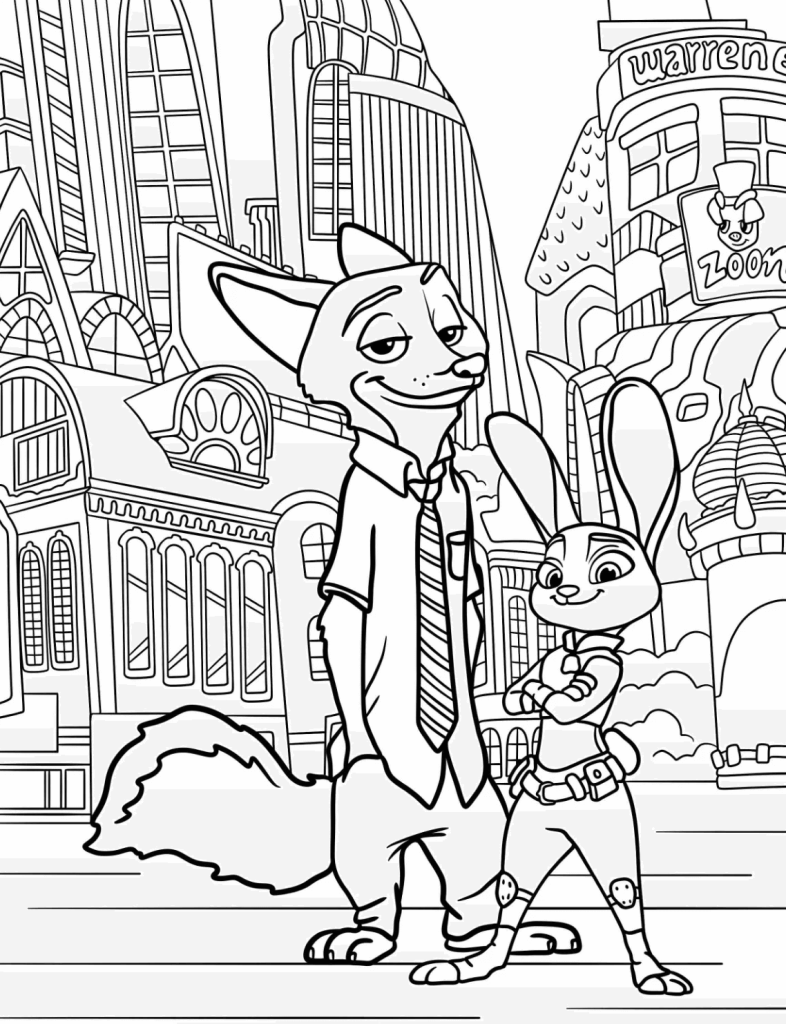 Desenho de Zootopia para imprimir