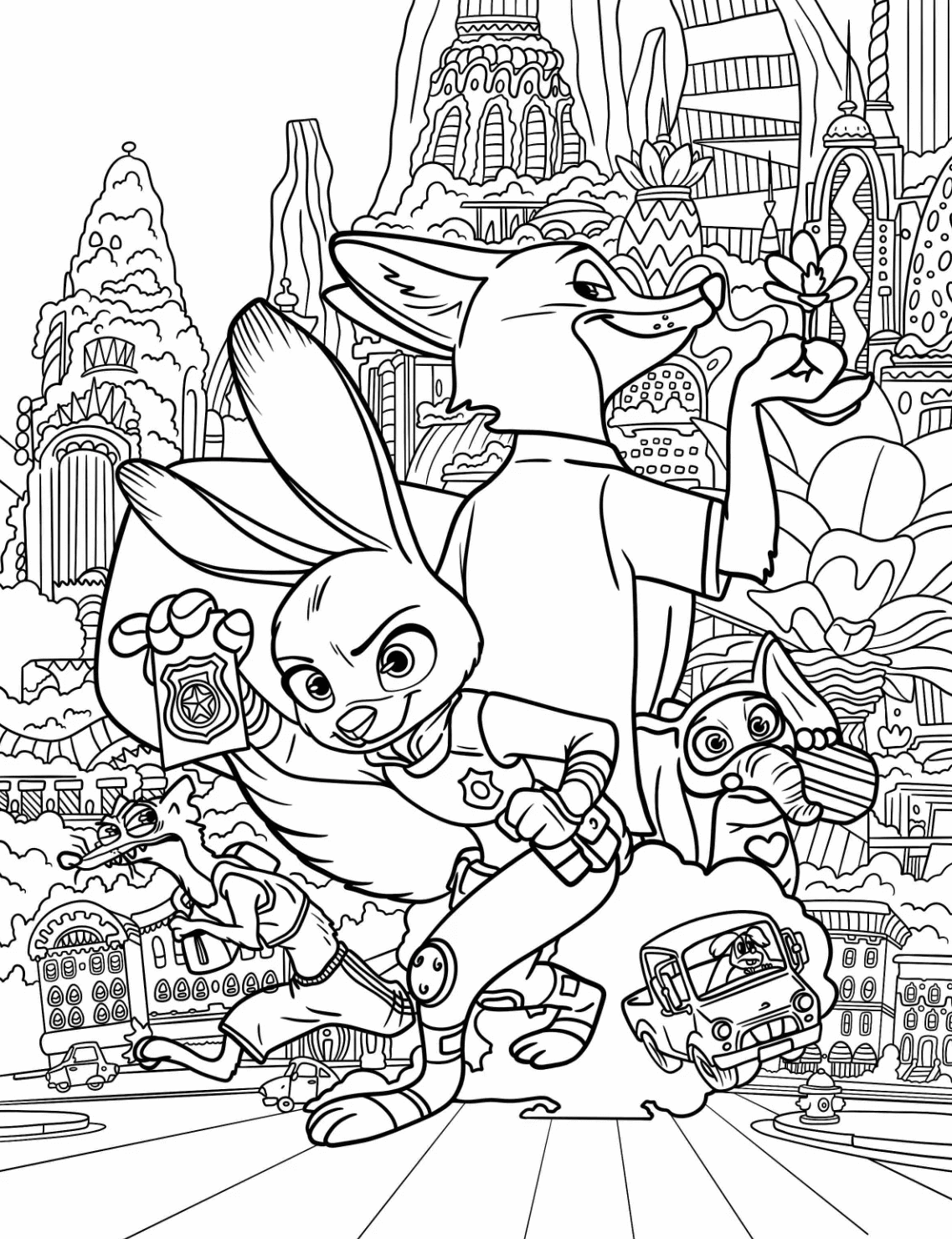 Desenho de Zootopia para imprimir