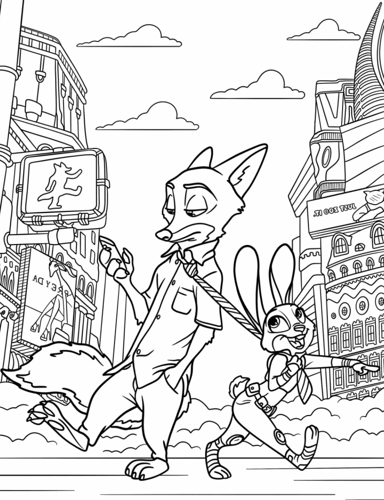 Desenho de Zootopia para imprimir