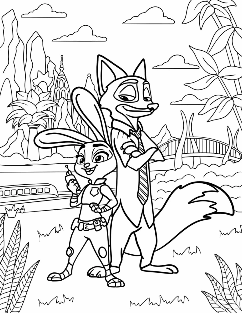 Desenho de Zootopia para imprimir
