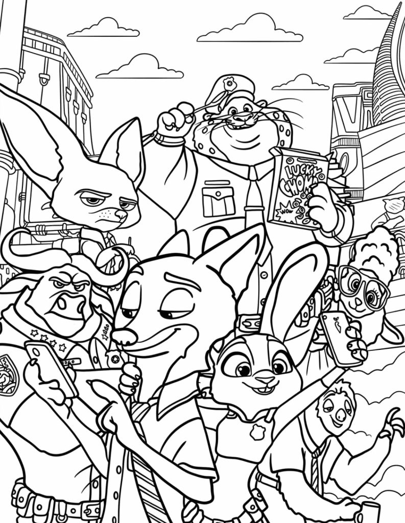 Desenho de Zootopia para imprimir