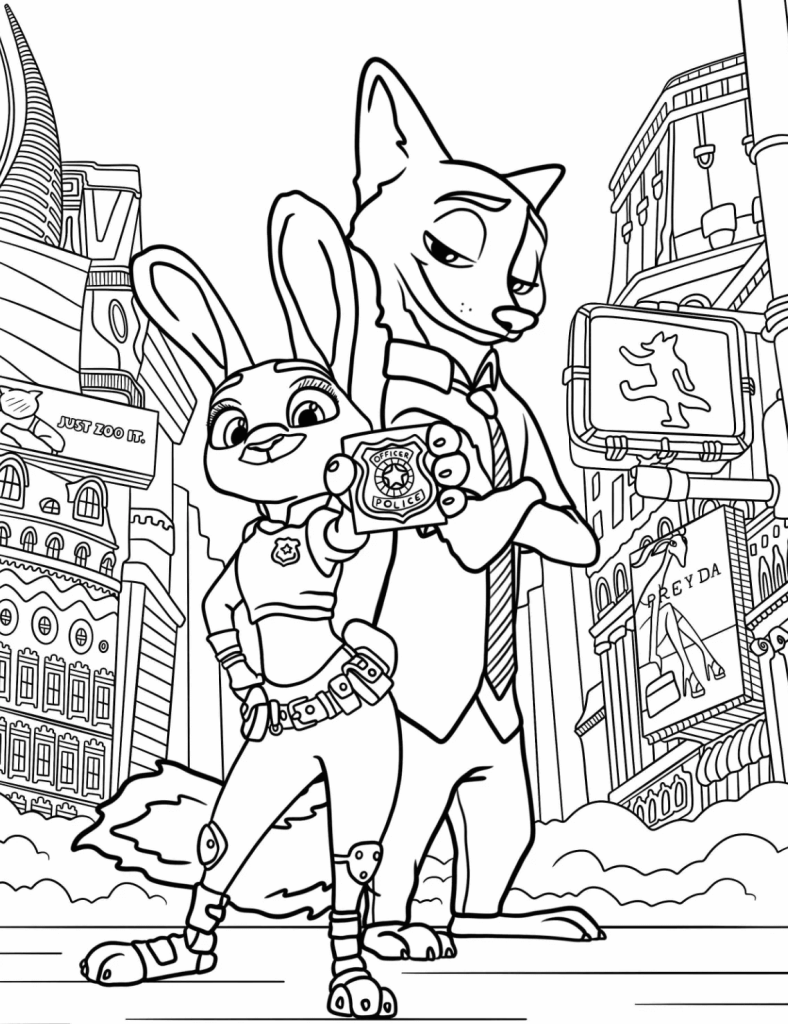 Desenho de Zootopia para imprimir