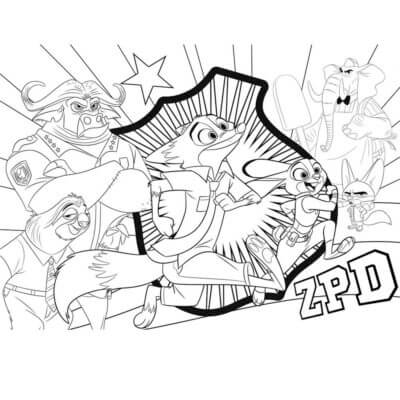 Desenho de Zootopia para imprimir