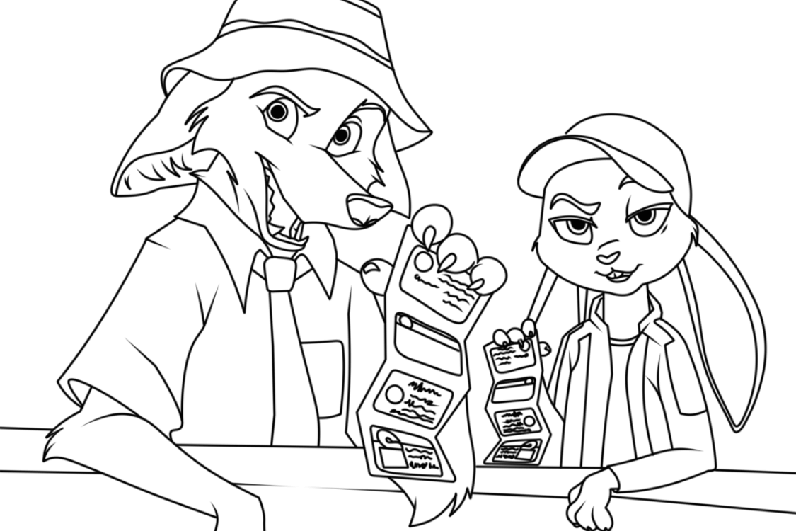 Desenho de Zootopia para imprimir