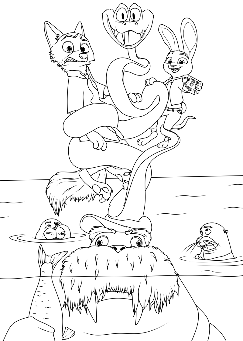 Desenho de Zootopia para imprimir