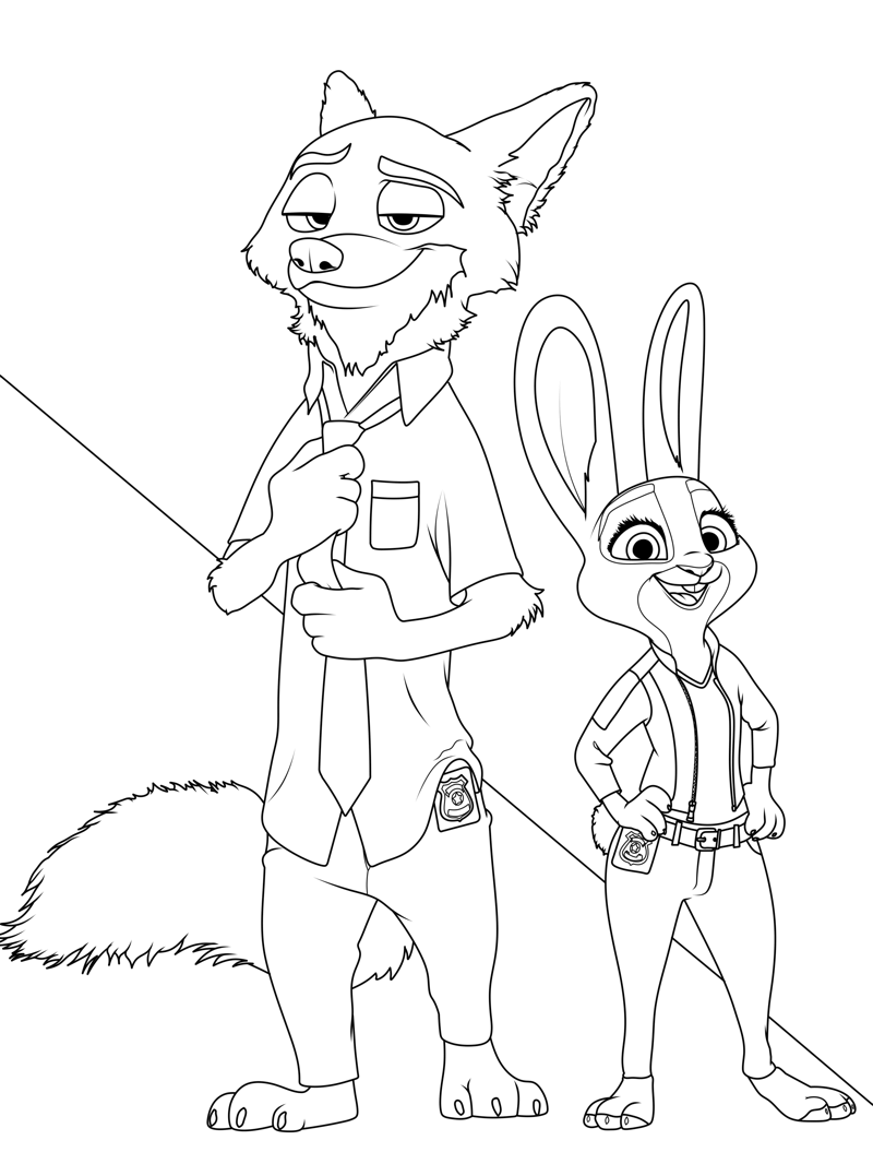 Desenho de Zootopia para imprimir