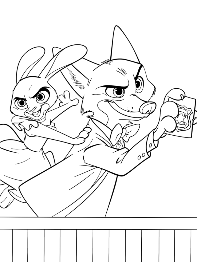 Desenho de Zootopia para imprimir