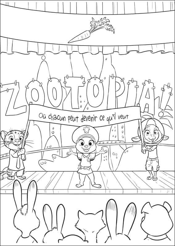 Desenho de Zootopia para imprimir