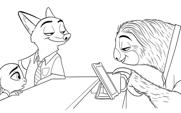 Desenho de Zootopia para imprimir