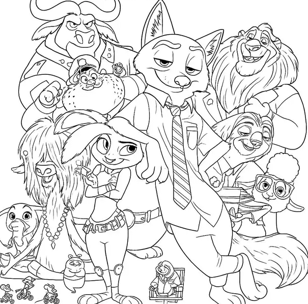 Desenho de Zootopia para imprimir