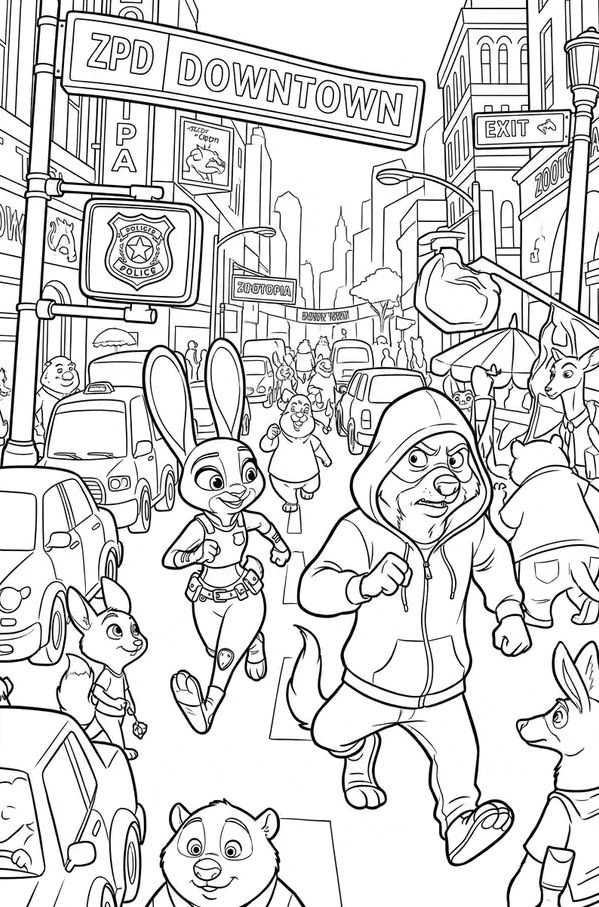 Desenho de Zootopia para imprimir