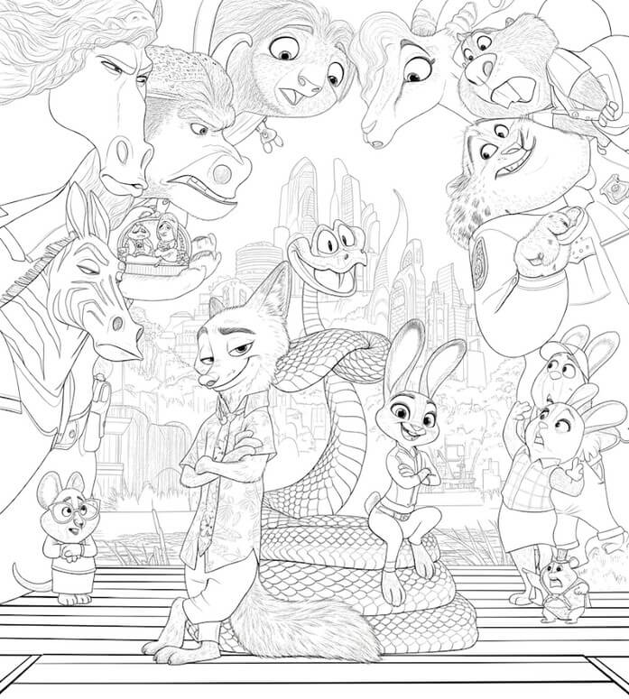 Desenho de Zootopia para imprimir