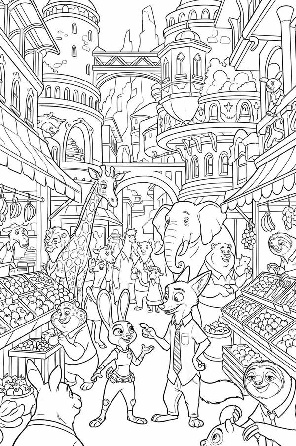 Desenho de Zootopia para imprimir