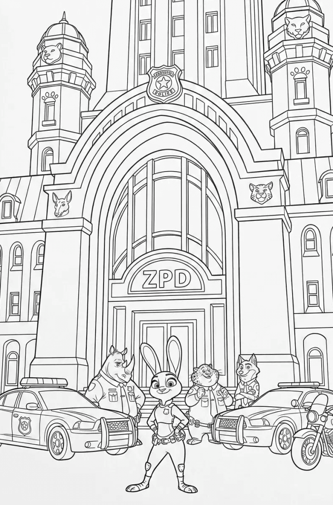 Desenho de Zootopia para imprimir