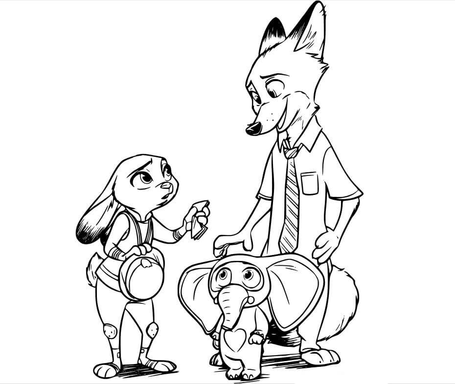 Desenho de Zootopia para imprimir