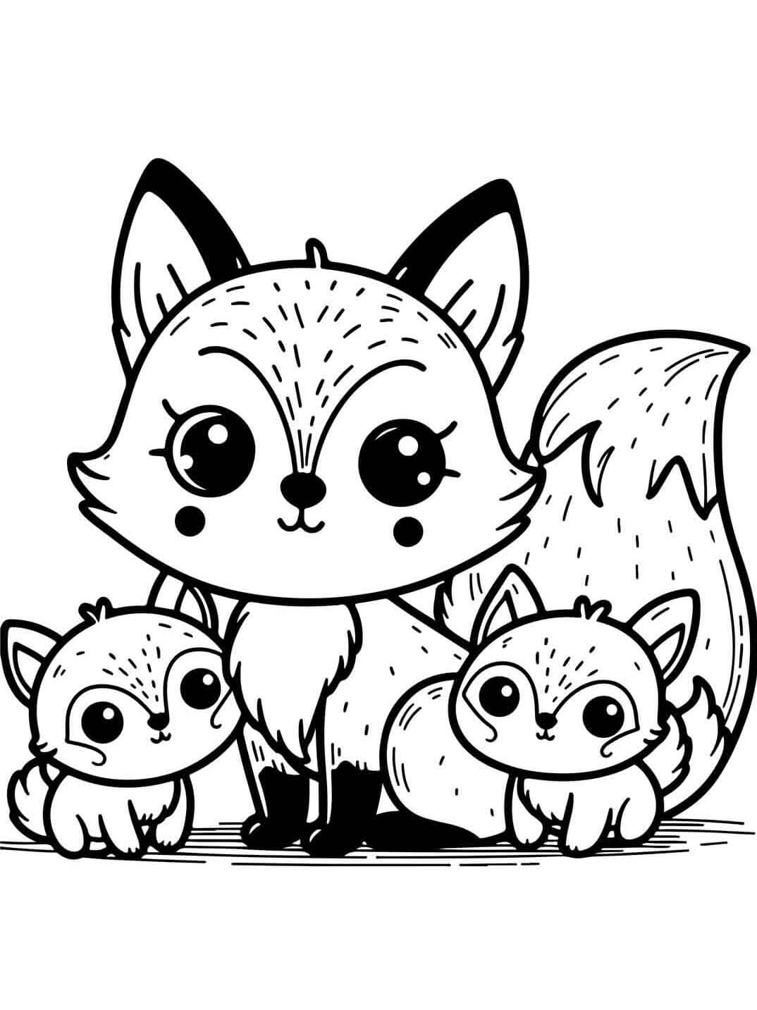 Desenho de Raposas para imprimir