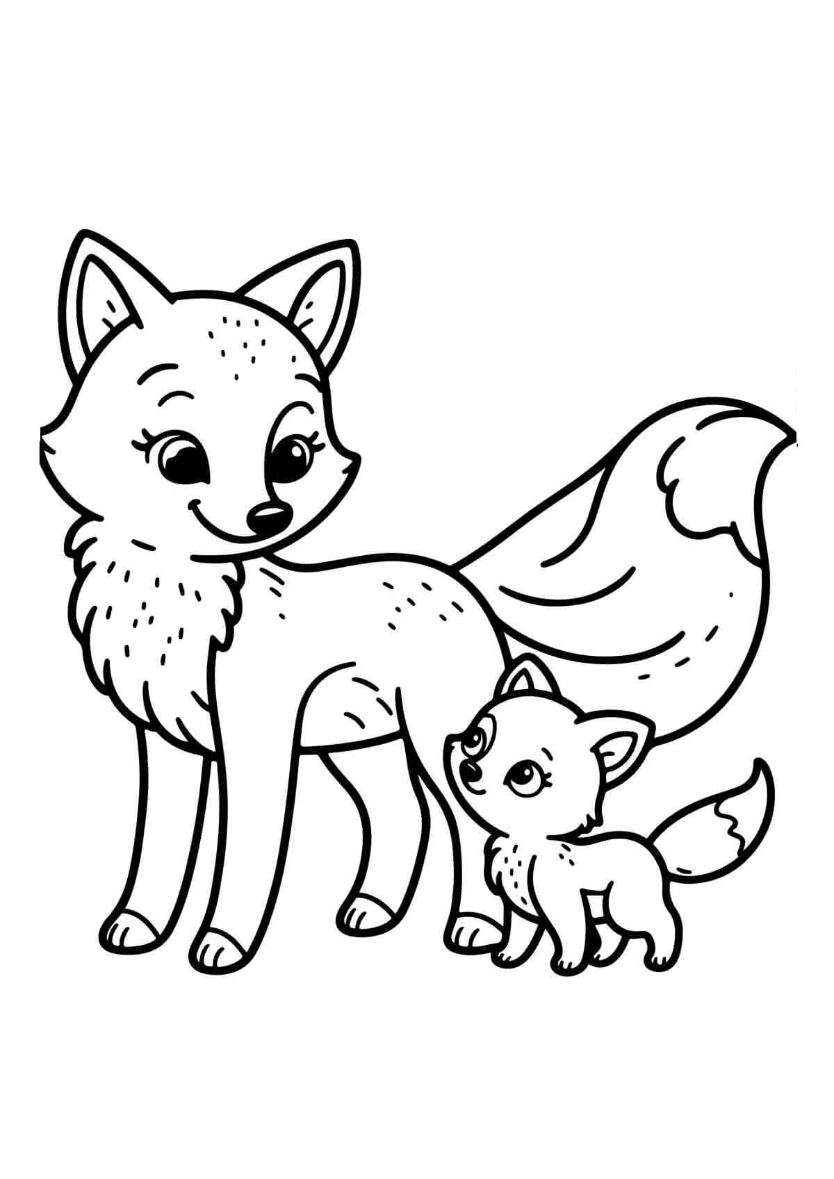 Desenho de Raposas para imprimir
