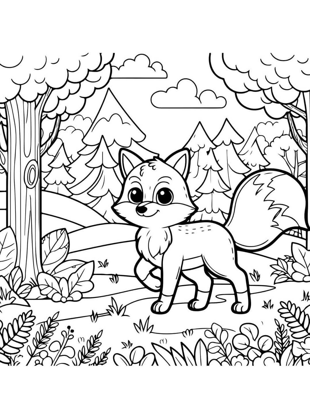 Desenho de Raposas para imprimir
