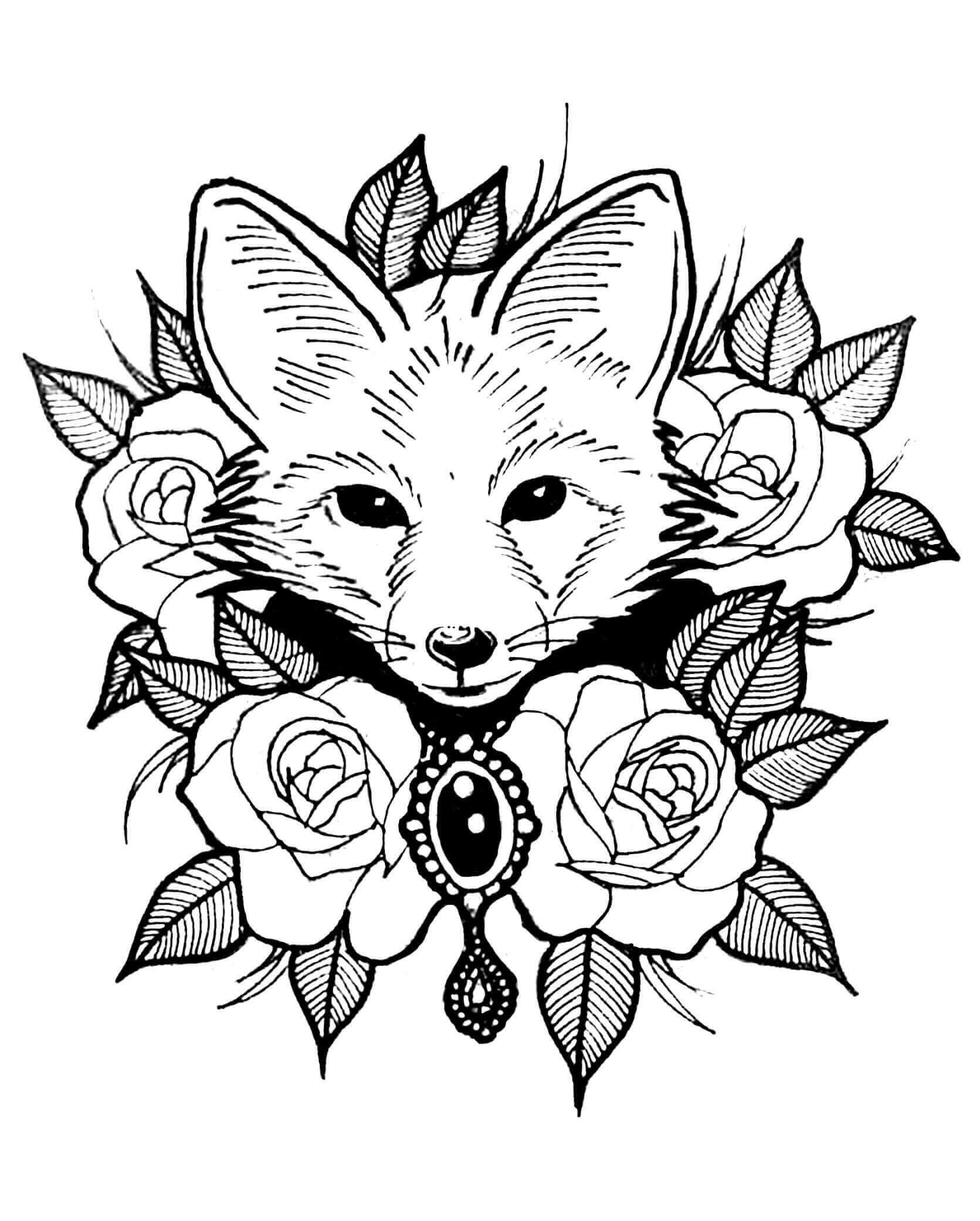 Desenho de Raposas para imprimir
