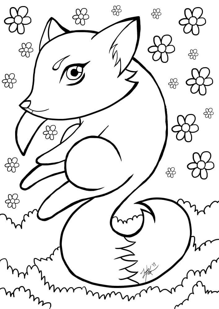 Desenho de Raposas para imprimir