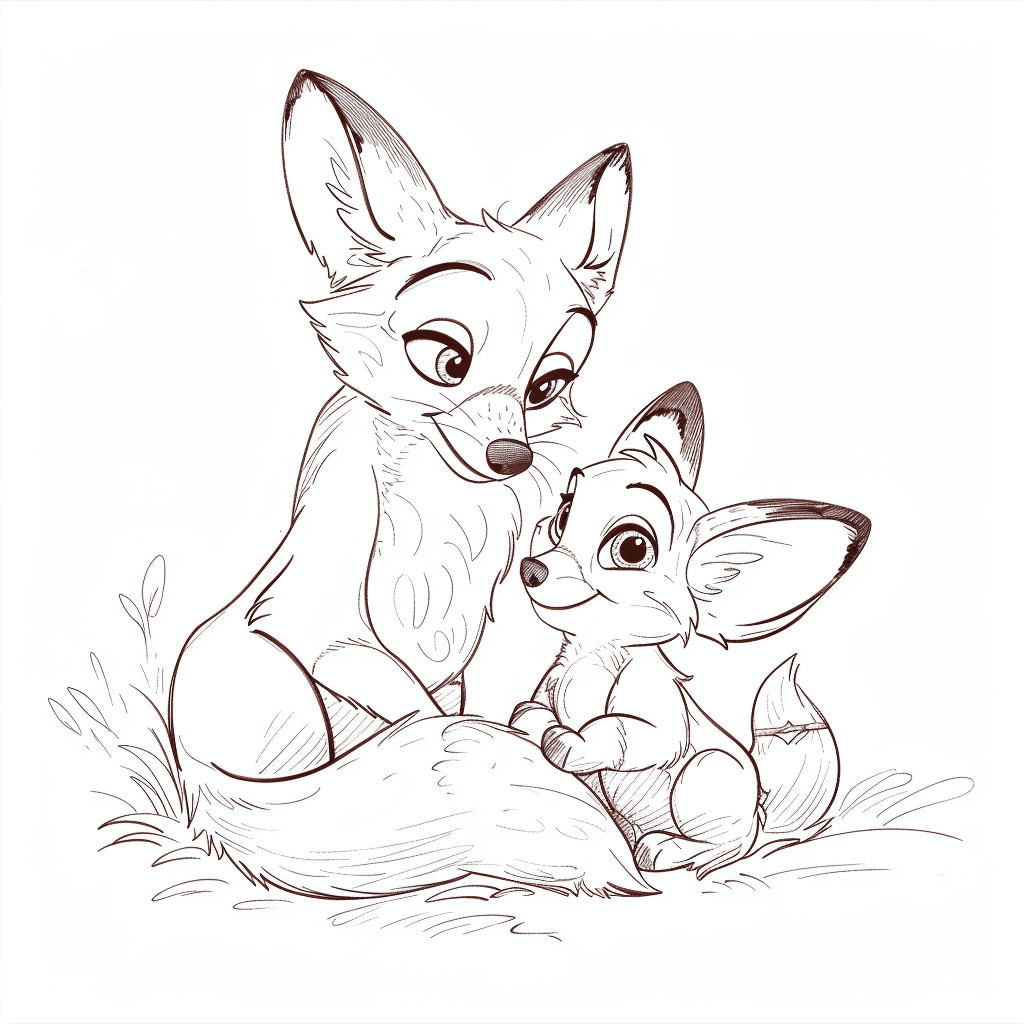 Desenho de Raposas para imprimir