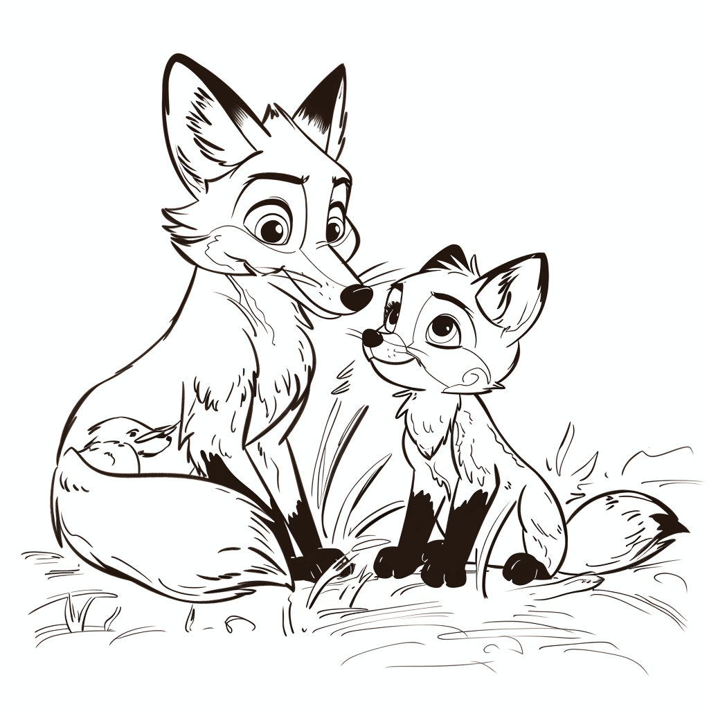 Desenho de Raposas para imprimir